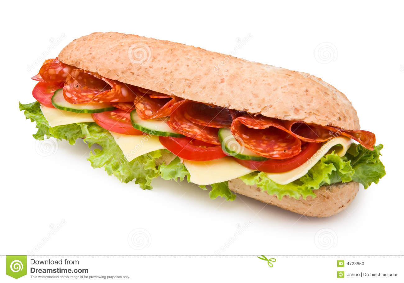 Spicy Deli Style Salami Sandwich Isolated On White Stock Photo   Image