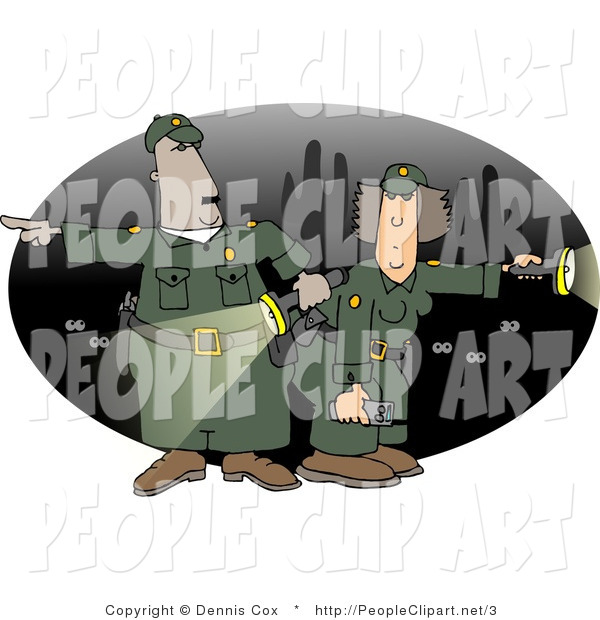 Vector Clip Art Of A Male And Female Border Patrol Police Officers