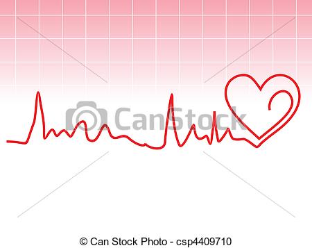 Vector Clipart Of Abstract Heart Beat With Pink Background Csp4409710