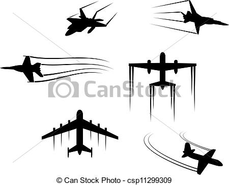 Vector Clipart Of Planes And Jets   Fast Flying Planes And Jets For