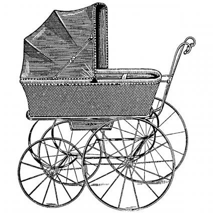 Vintage Baby Stroller Drawing Hampton Art Diffusion Carriage