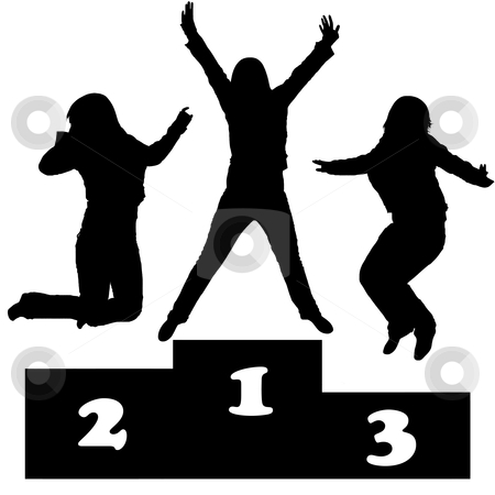 Winners Stock Vector Clipart Winners On A Podium Silhouette Isolated