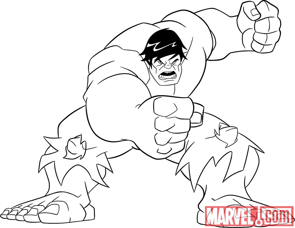 Black And White Lineart Of Hulk From  The Avengers  Earth S Mightiest