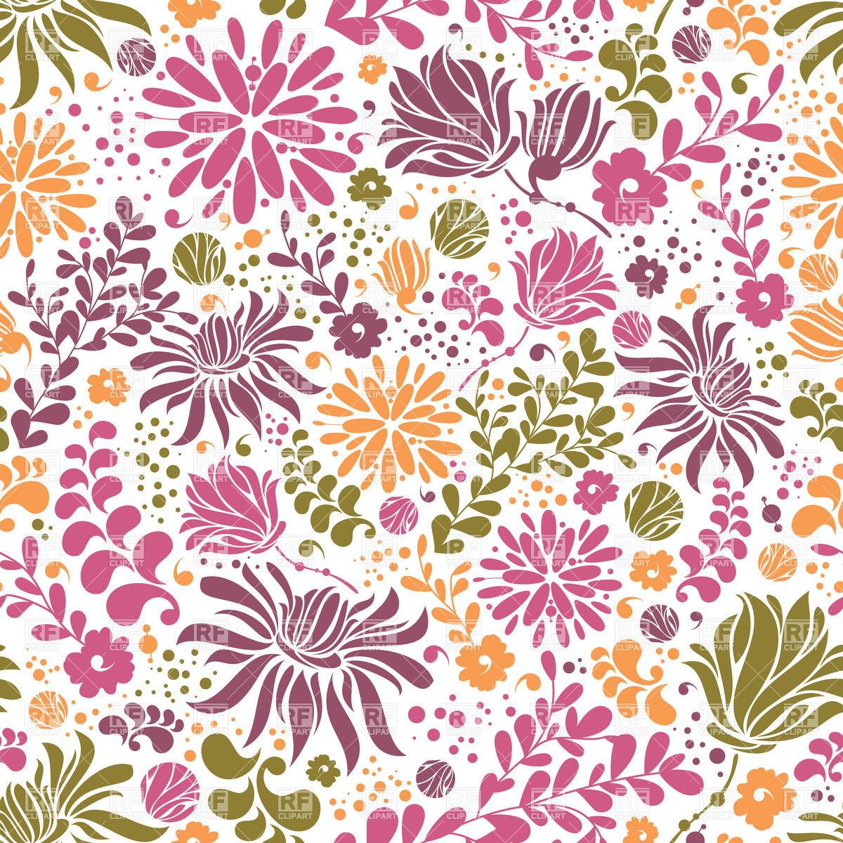 Bright Colorful Floral Pattern Download Royalty Free Vector Clipart