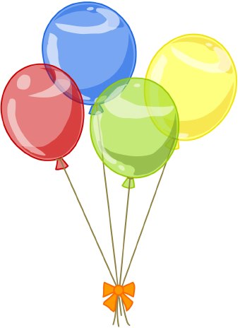 Clip Art Of Four Colorful Red Blue Green And Yellow Balloons Tied
