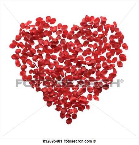 Clipart   Red Rose Petals Heart With Clipping  Fotosearch   Search