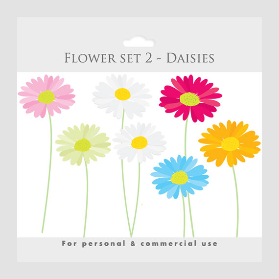 Daisies Clipart   Spring Clip Art Flowers Blooms Posies Floral
