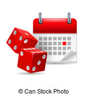 Dice And Calendar   Icon Of Red Dice And Calendar With