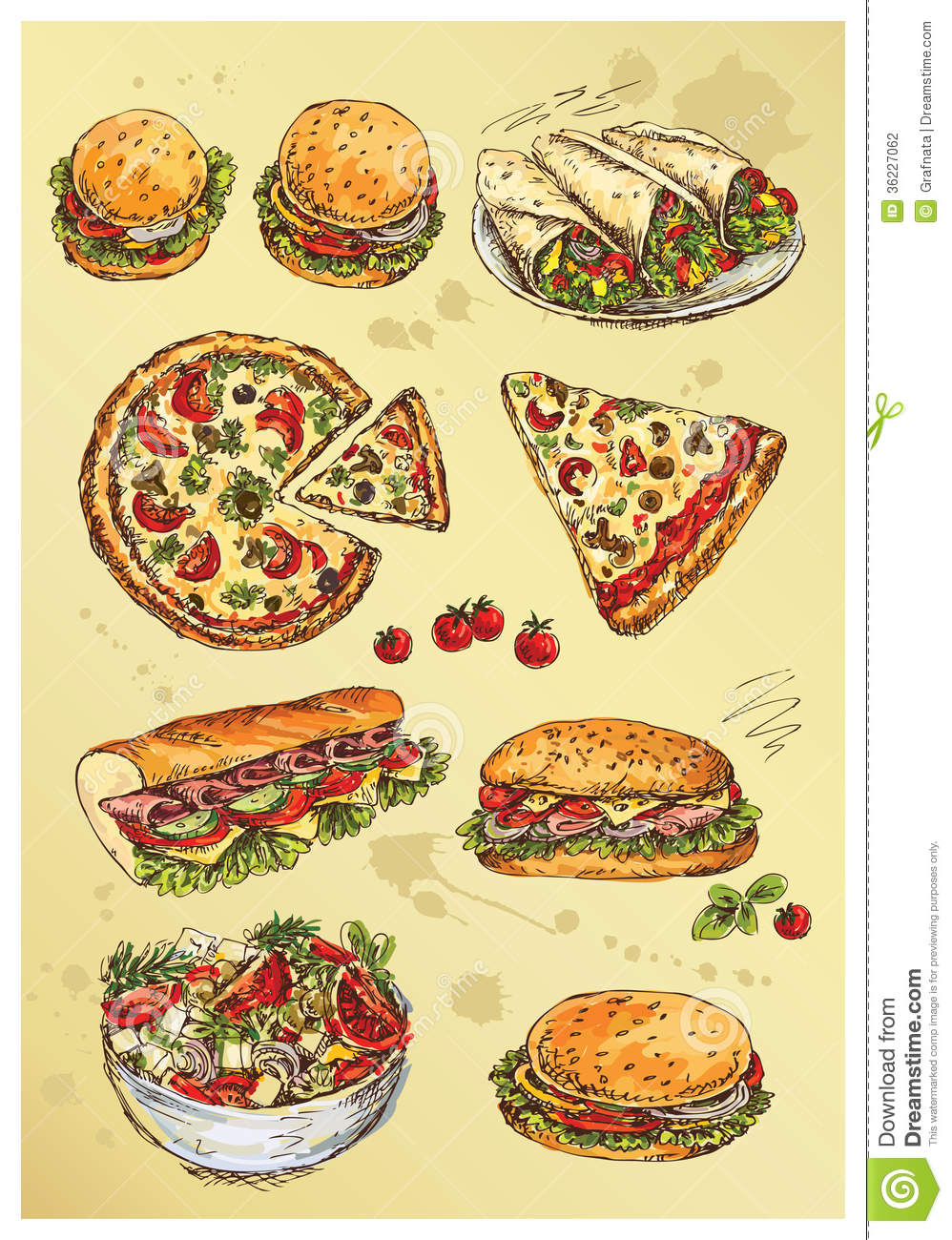 Hand Drawing Set Of Sandwiches Stock Photography   Image  36227062