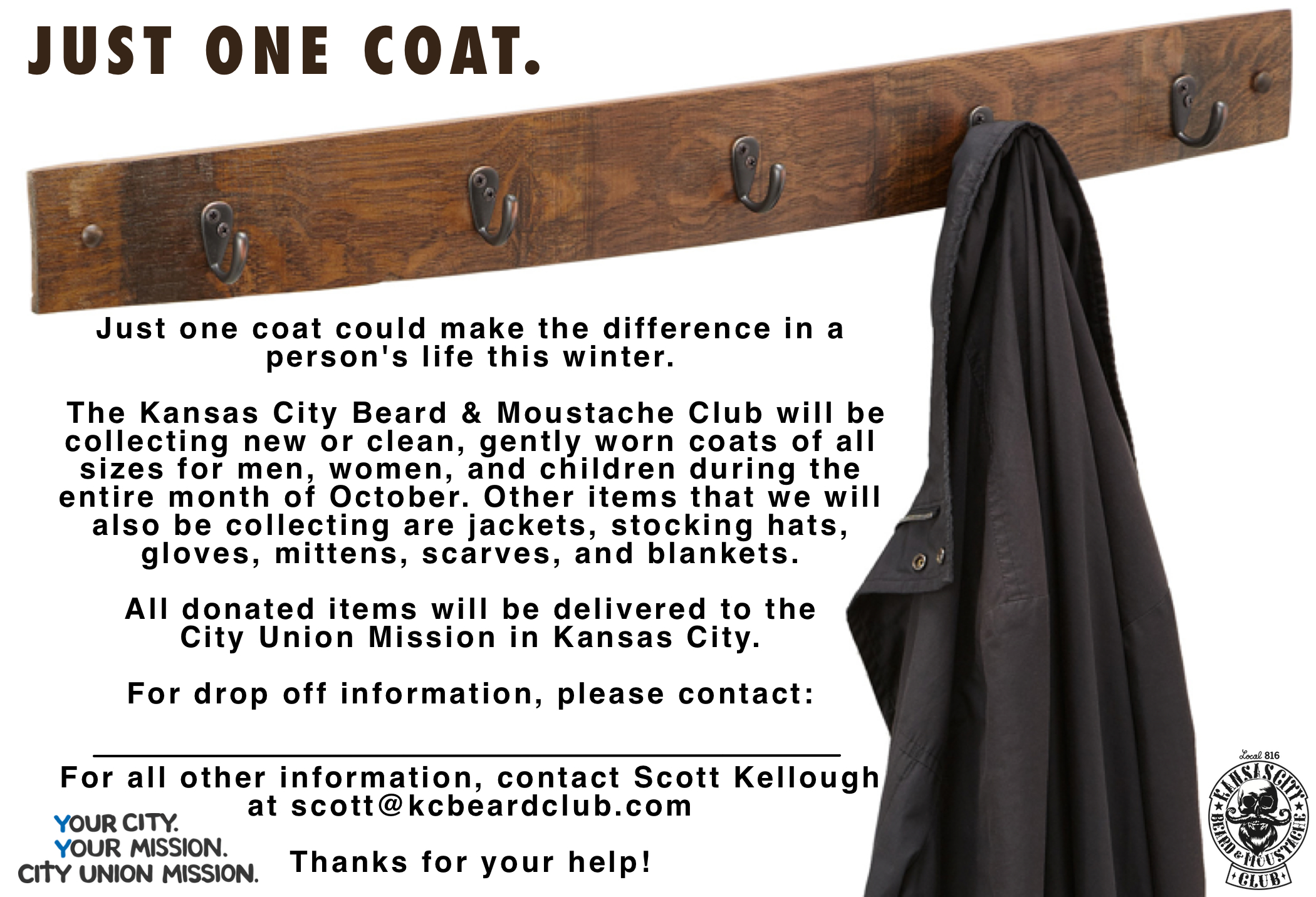 Kcbmc Just One Coat October Coat Drive   Kansas City Beard
