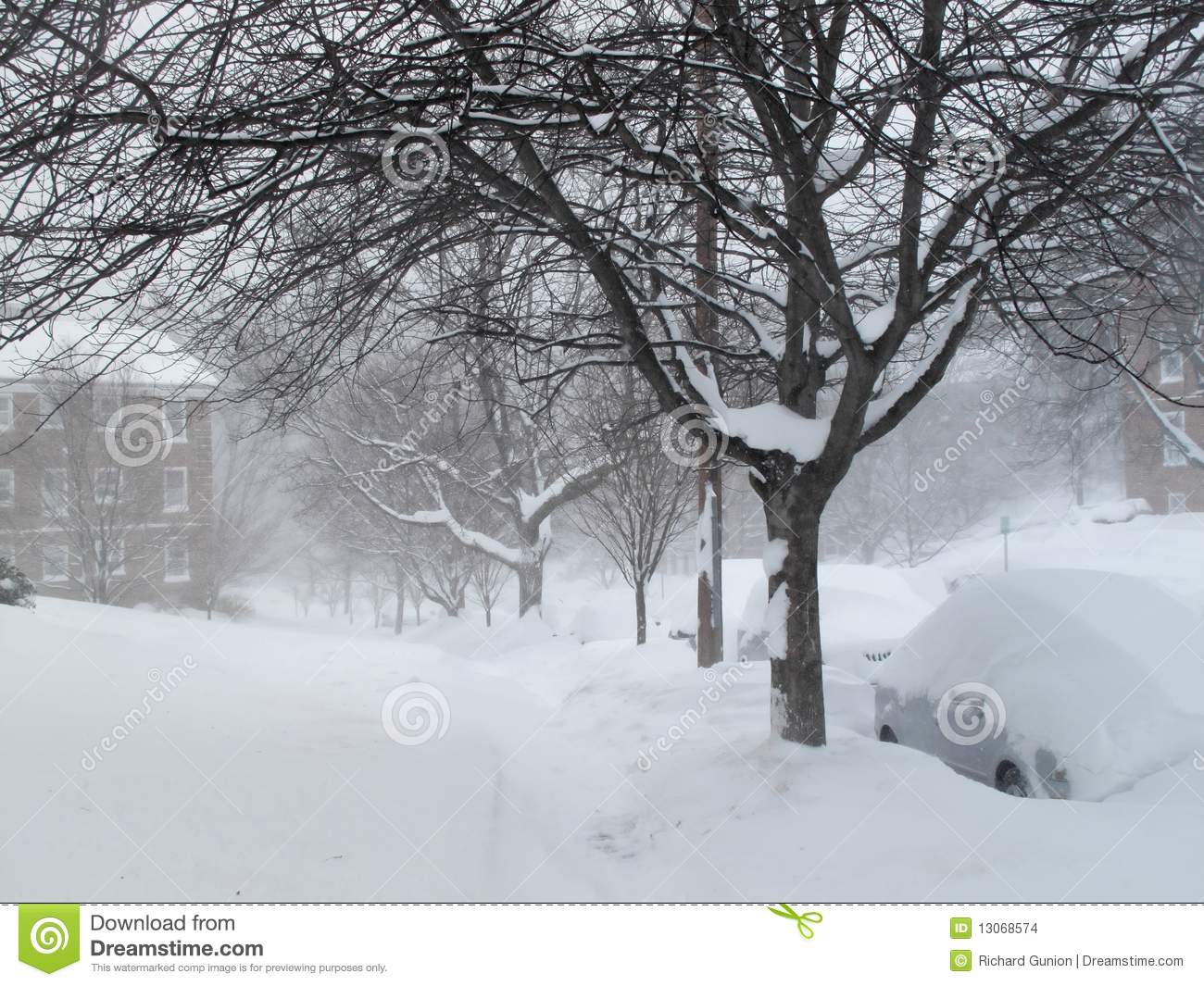 Neighborhood Sidewalk During The Blizzard Stock Images   Image    