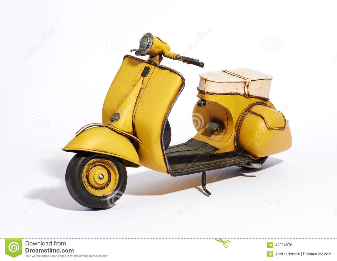 Old Classic Vintage Yellow Motor Scooter With A Wide Footboard And