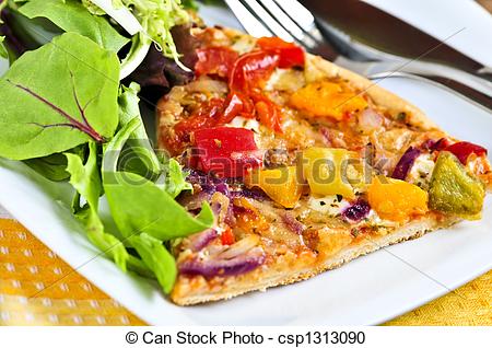 Stock Photography Of Vegetarian Pizza With Salad   Vegetarian Meal Of