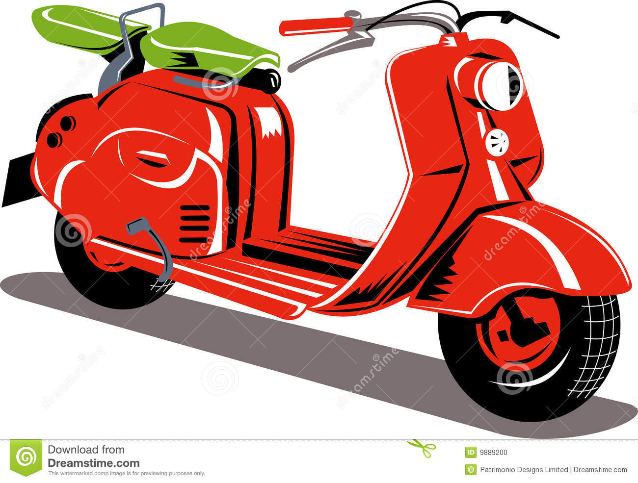 Vector Illustration Of Of A Red Motor Scooter On White Background