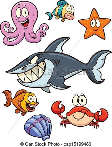 Vector Of Sea Creatures   Cartoon Sea Creatures Vector Clip Art