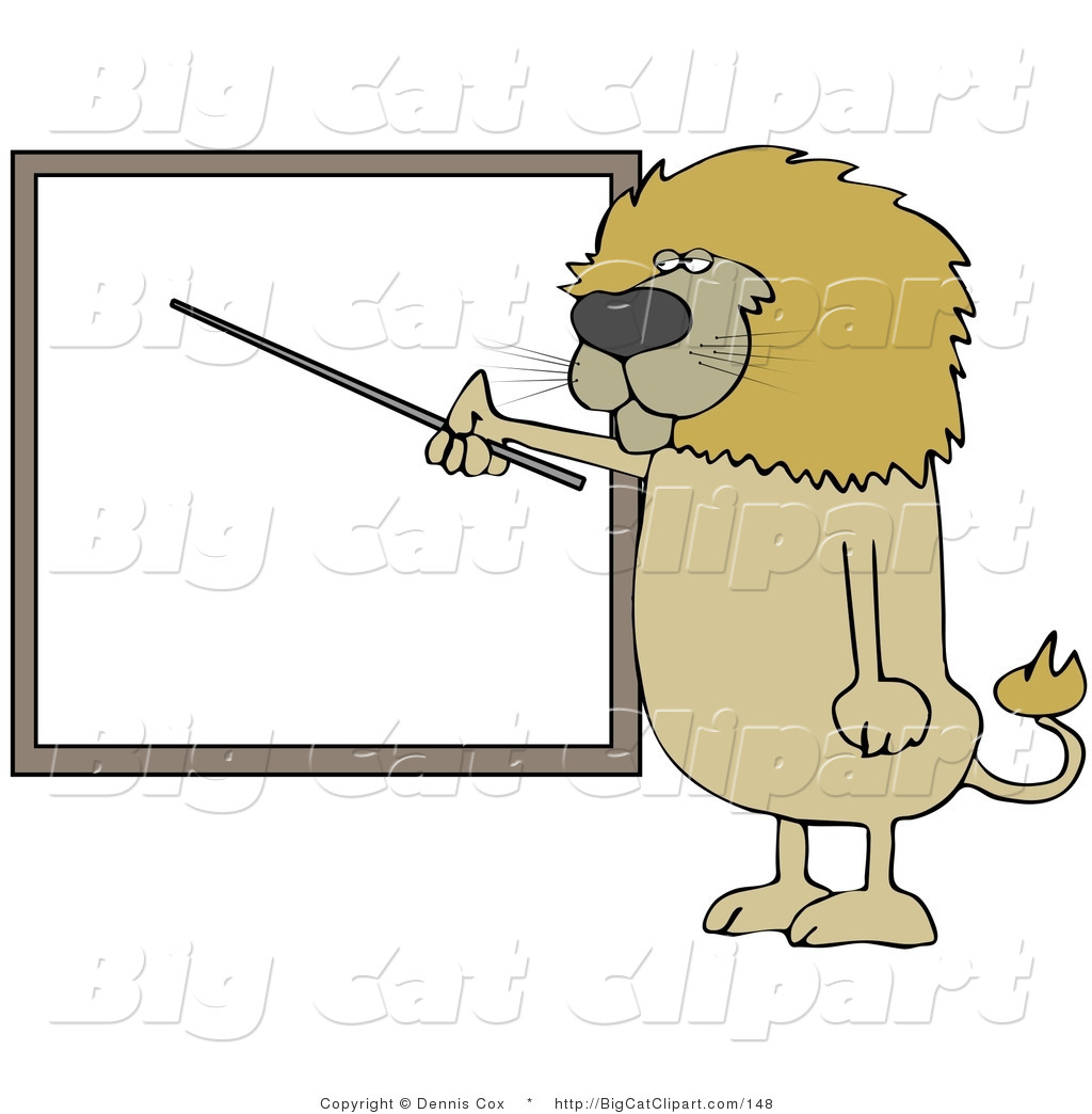 Big Cat Clipart Of A Male Lion Teacher Standing And Using A Pointer
