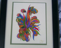 Blooming Onion Ooak Original Drawin G Colored Pencil Drawing Abstract
