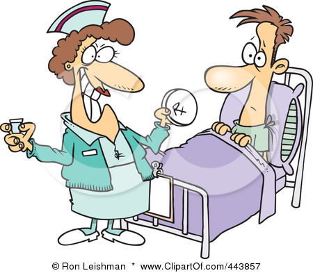 Clip Art Illustration Of A Cartoon Nurse Giving A Patient Medication
