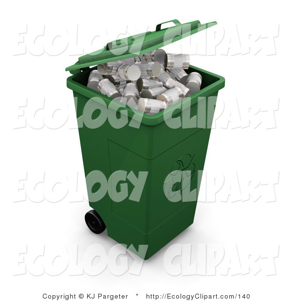 Clip Art Of A Green Wheeled Recycle Can Full Of Aluminum Cans By Kj