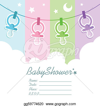 Clip Art Vector   Baby Shower Invitation Cards  Stock Eps Gg59774620    