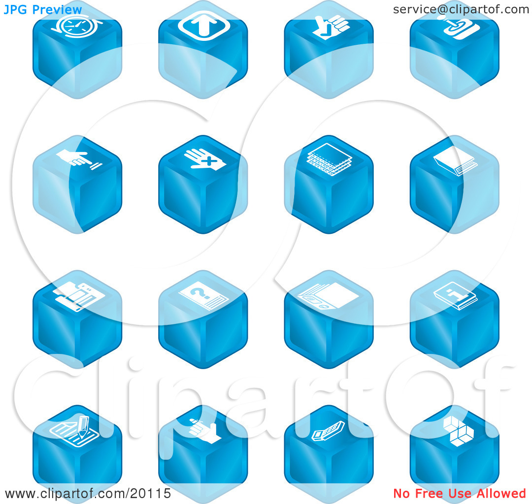 Clipart Illustration Of A Collection Of Blue Cube Icons Of Arrows