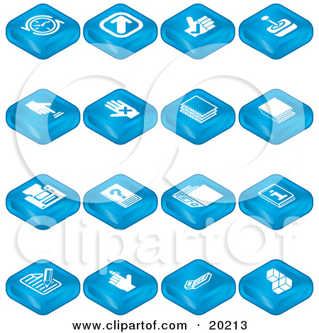 Clipart Illustration Of A Collection Of Blue Tablet Icons Of Arrows