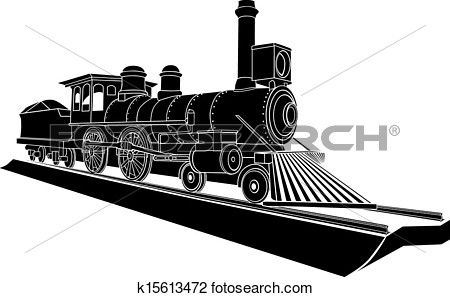 Clipart   Monochrome Old Steam Train   Fotosearch   Search Clip Art