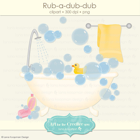 Digital Clipart Rub A Dub Dub Rubber Duck Clipart Bubbles Clip Art