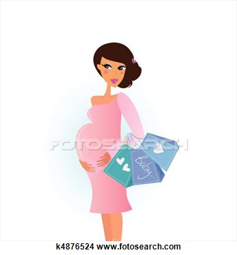 Happy Pregnant Woman Clipart Shopping Pregnant Woman