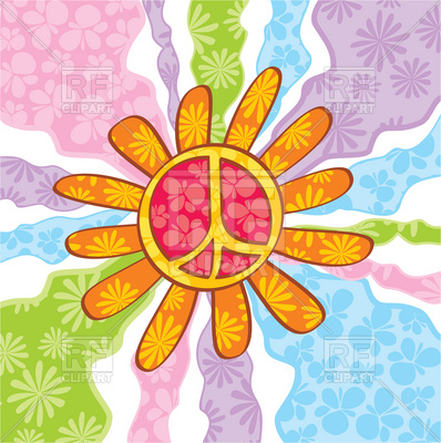 Hippie Peace Symbol With Petals On Abstract Background 20136 Signs    