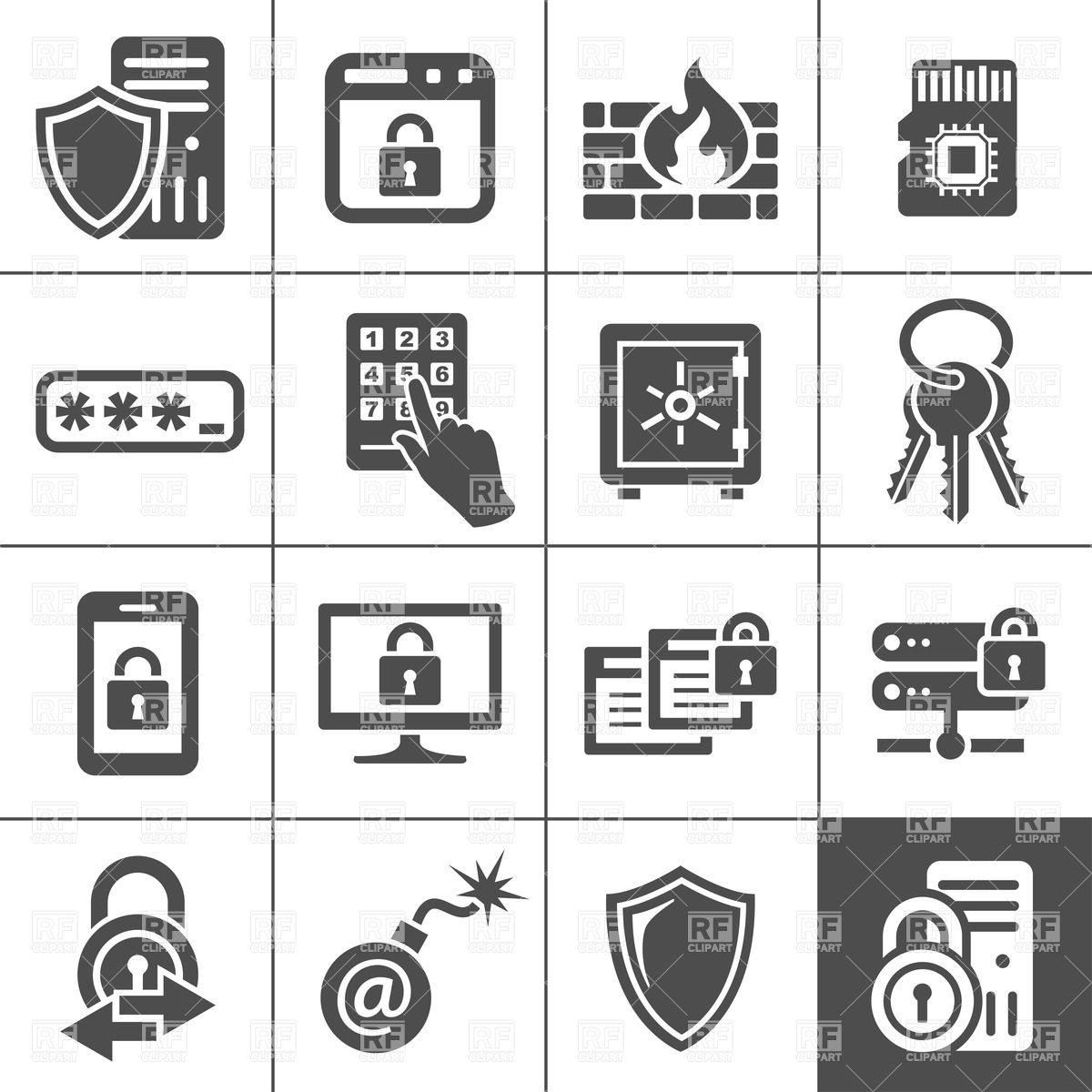 Information Technology Security Icons Signs Symbols Maps    