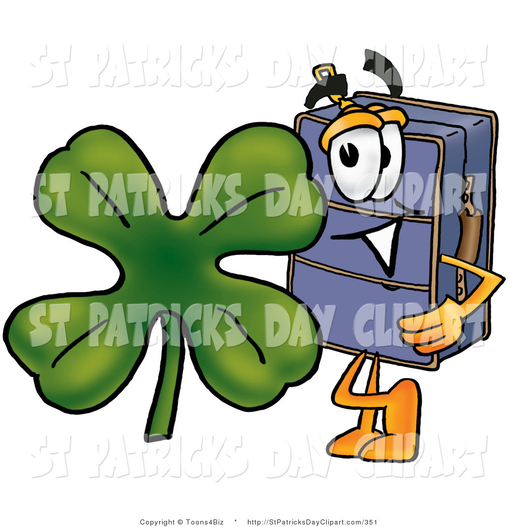 Larger Preview Clip Art Of A St Paddys Day Suitcase Character With