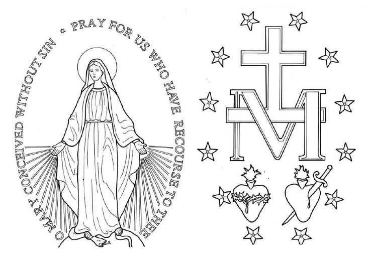 Miraculous Medal Coloring Page    Pray Learn Mary The Rosary    