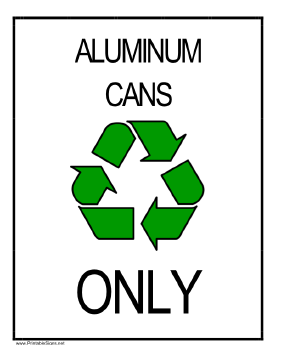 Recycle Aluminum Cans Sign This Recycling Sign Illustrated With Green