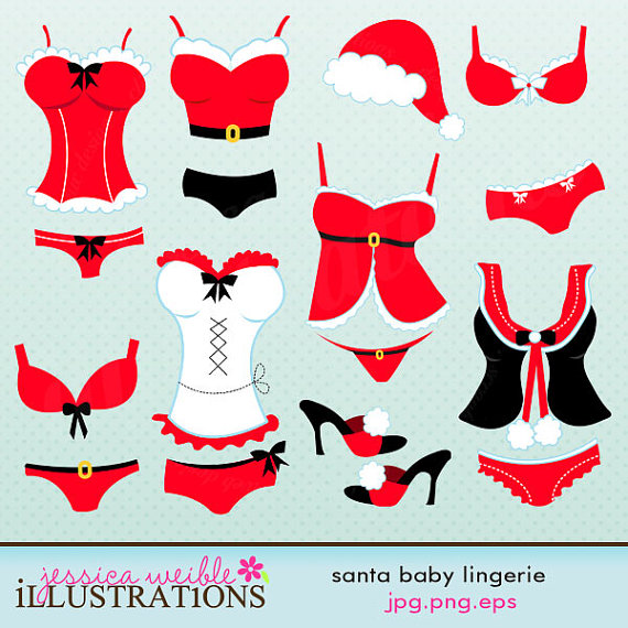 Santa Baby Lingerie Cute Digital Clipart For Card Design Scrapbooking