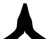 Silhouette Vector Praying Hands Front On White   Stock Illustration