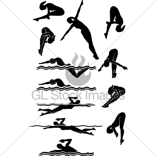 Swimmer Silhouette Freestyle Female Swimming And Diving