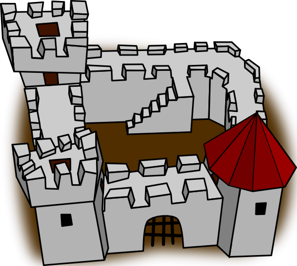 Ugly Non Perspective Cartoony Fort Fortress Stronghold Or Castle Clip