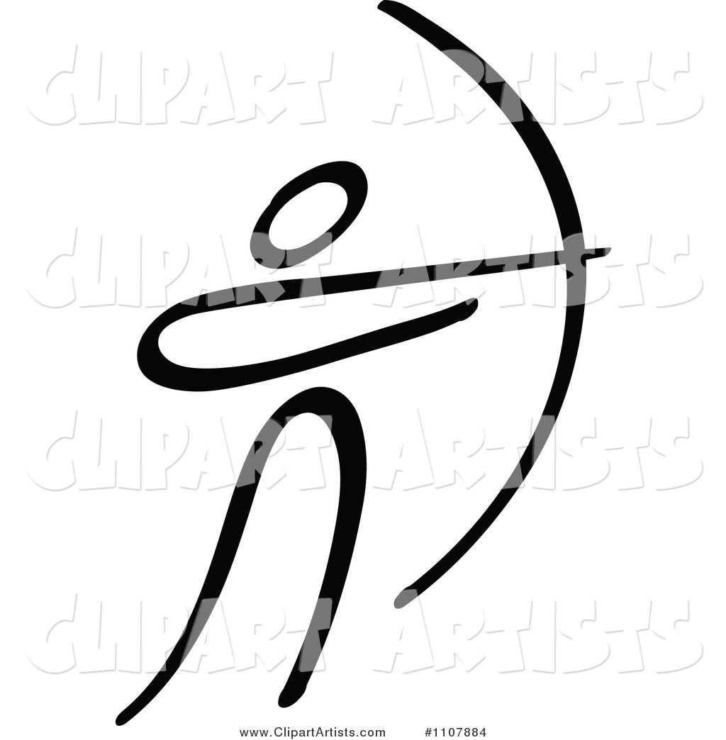 Vector  1107884   Black And White Stick Drawing Of An Archer