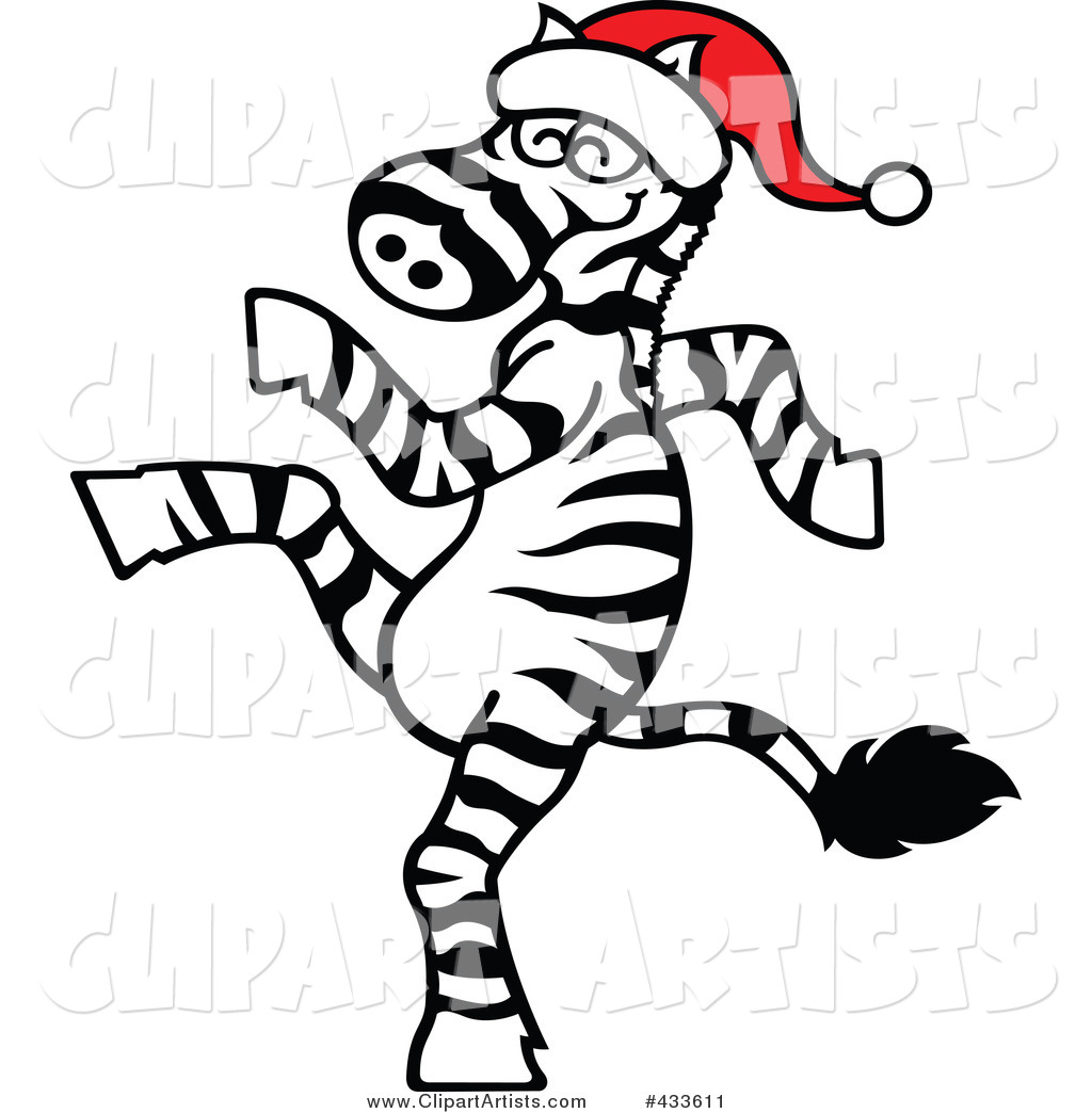 Vector  433611   Christmas Zebra Wearing A Santa Hat And Dancing