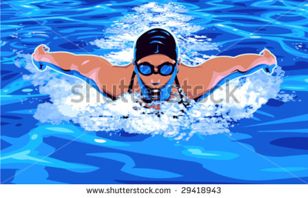 Vector Clip Art Illustration Of Woman Swimmer In Competitive Swimming