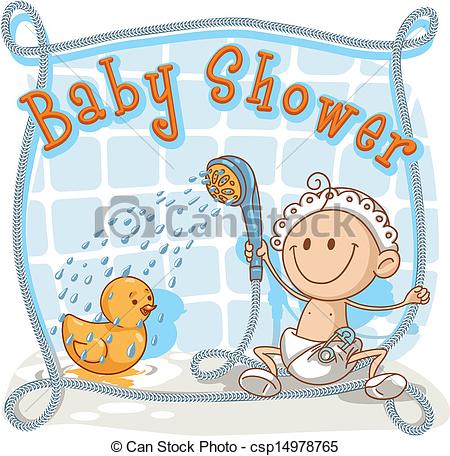 Vector Of Baby Shower Cartoon Invitation   Vector Cartoon Of A Baby
