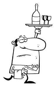 Waiter Clipart Image   Black And White Drawing Of A Fancy Waiter