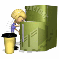 Woman Cleaning Refrigerator Animated Clipart