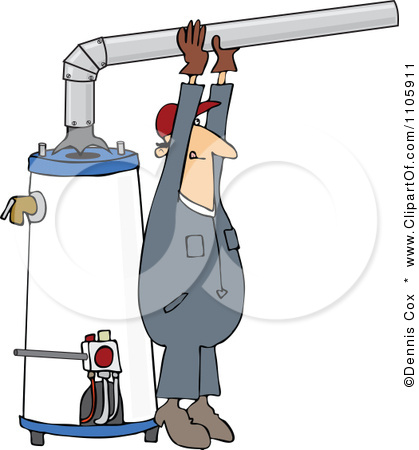 1105911 Clipart Man Installing A Hot Water Heater Royalty Free Vector