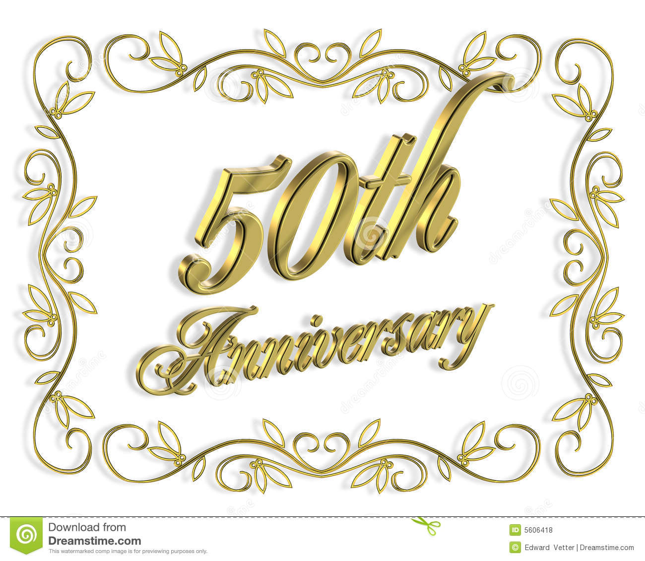 50th Anniversary Invitation 3d Illustration Royalty Free Stock Photos
