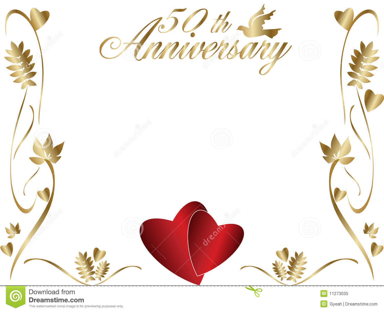 50th Wedding Anniversary Border With Copyspace Text And Beautiful