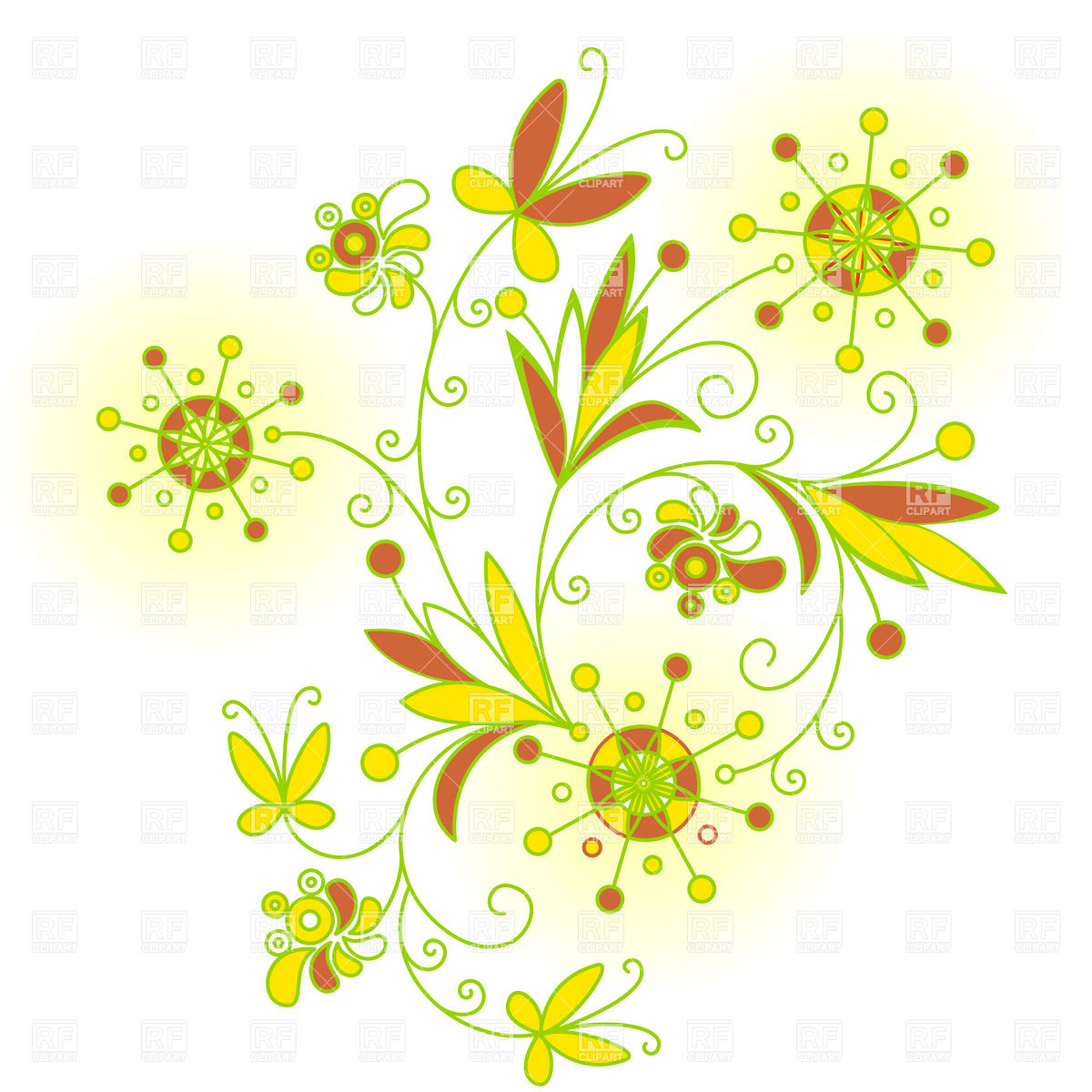 Abstract Floral Design With Symbolic Flowers 8502 Design Elements