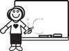 Black And White Cartoon Of A Teacher At A Whiteboard Pictures A Black    