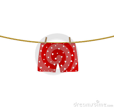 Boxer Shorts With White Hearts Hanging On Rope Stock Vector   Image